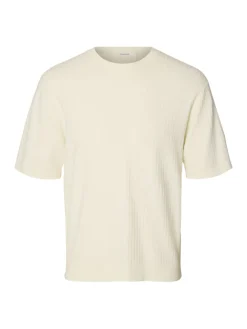 Selected miesten t-paita Structured Short Sleeved Shirt, Egret