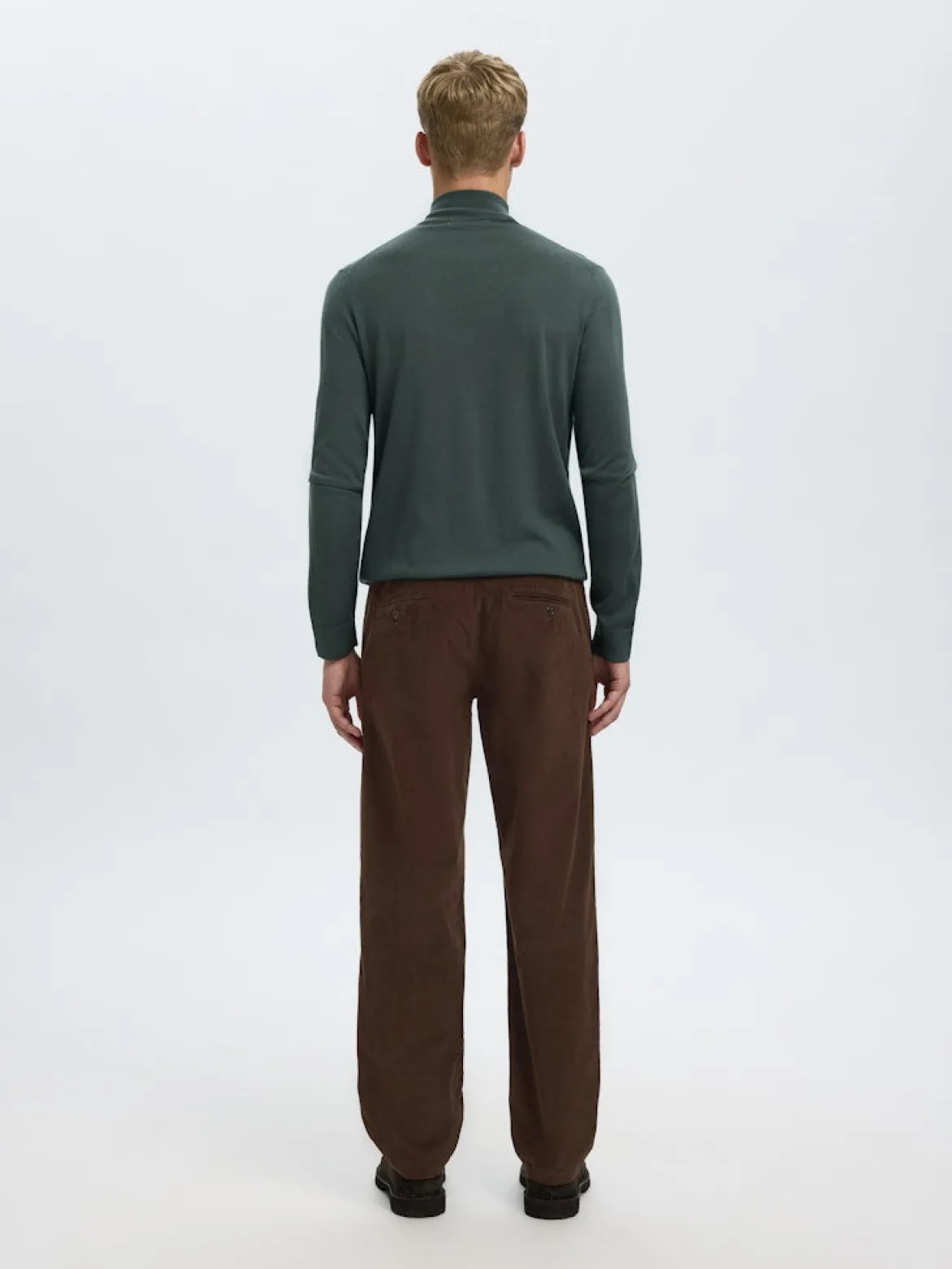 Selected miesten vakosamettihousut K STRAIGHT MILES CORD PANT NOS, ruskea