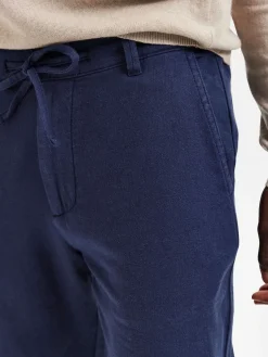 Selected pellavahousut, SLIM TAPE BRODY LINEN PANT Tummansininen