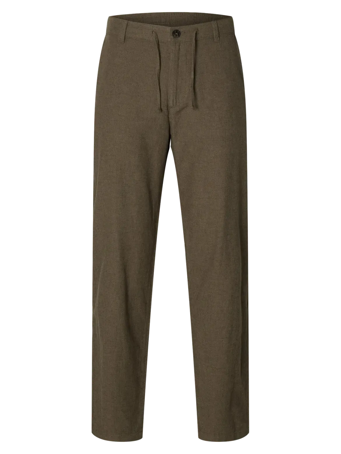 Selected pellavahousut, SLIM TAPE BRODY LINEN PANT Forest Night Mixed W. Kal