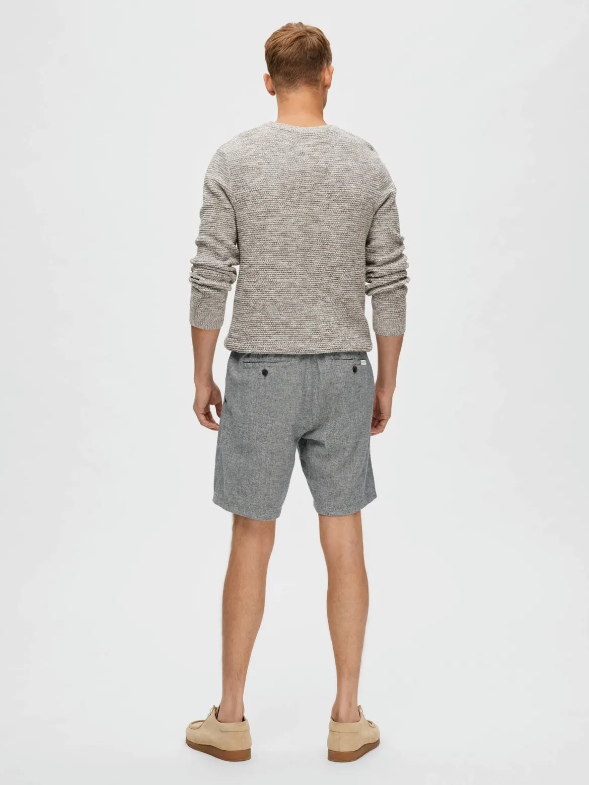 Selected shortsit, COMFORT BRODY LINEN SHORTS Sininen Kuosi