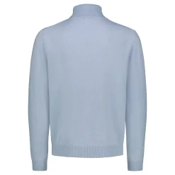 Sinnuu Miehet Pooloneule Rollneck Fine, Made in Italy vaaleansininen