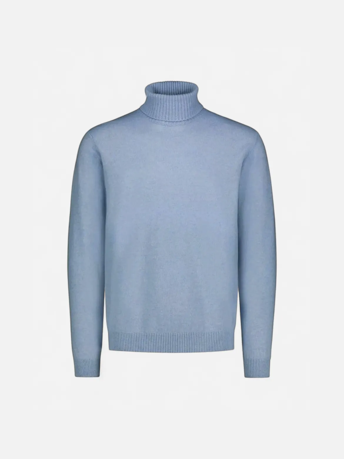Sinnuu Miehet Pooloneule Rollneck Fine, Made in Italy vaaleansininen