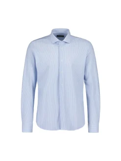 Sinnuu Miesten Kauluspaita Technical Shirt Stripe Made In Europe, raidallinen sininen