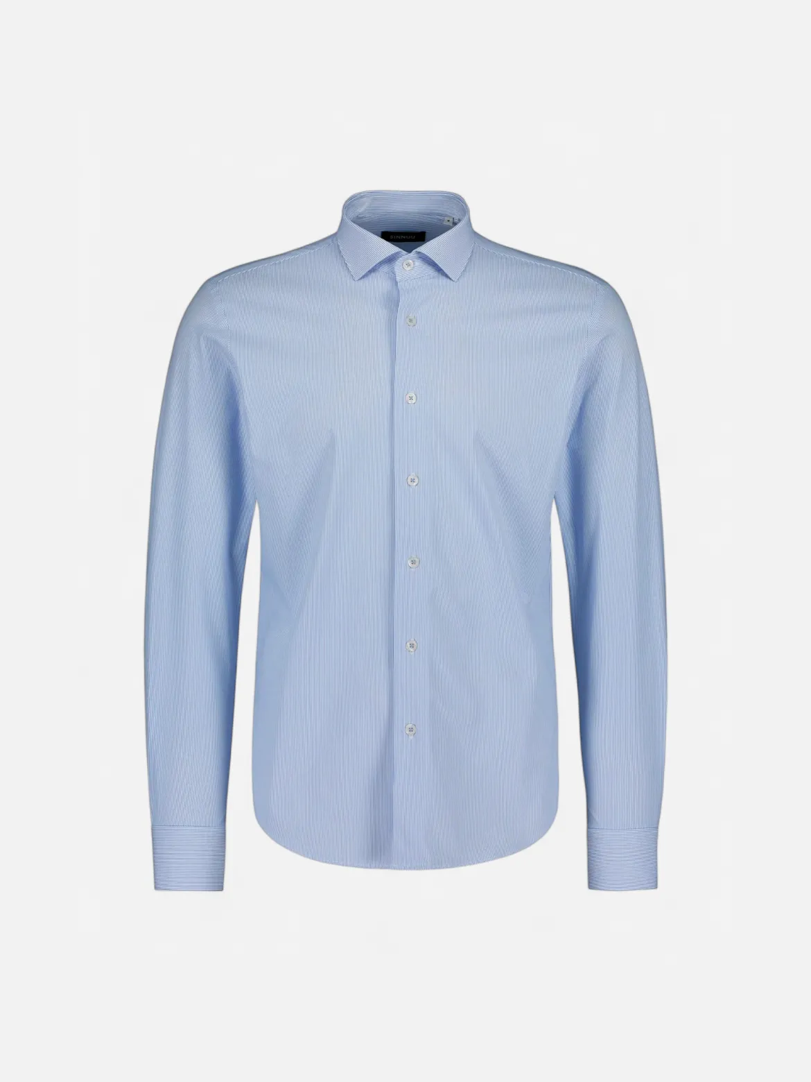 Sinnuu miesten kauluspaita Woven Technical Performance Shirt Stripe, raita vaaleansininen