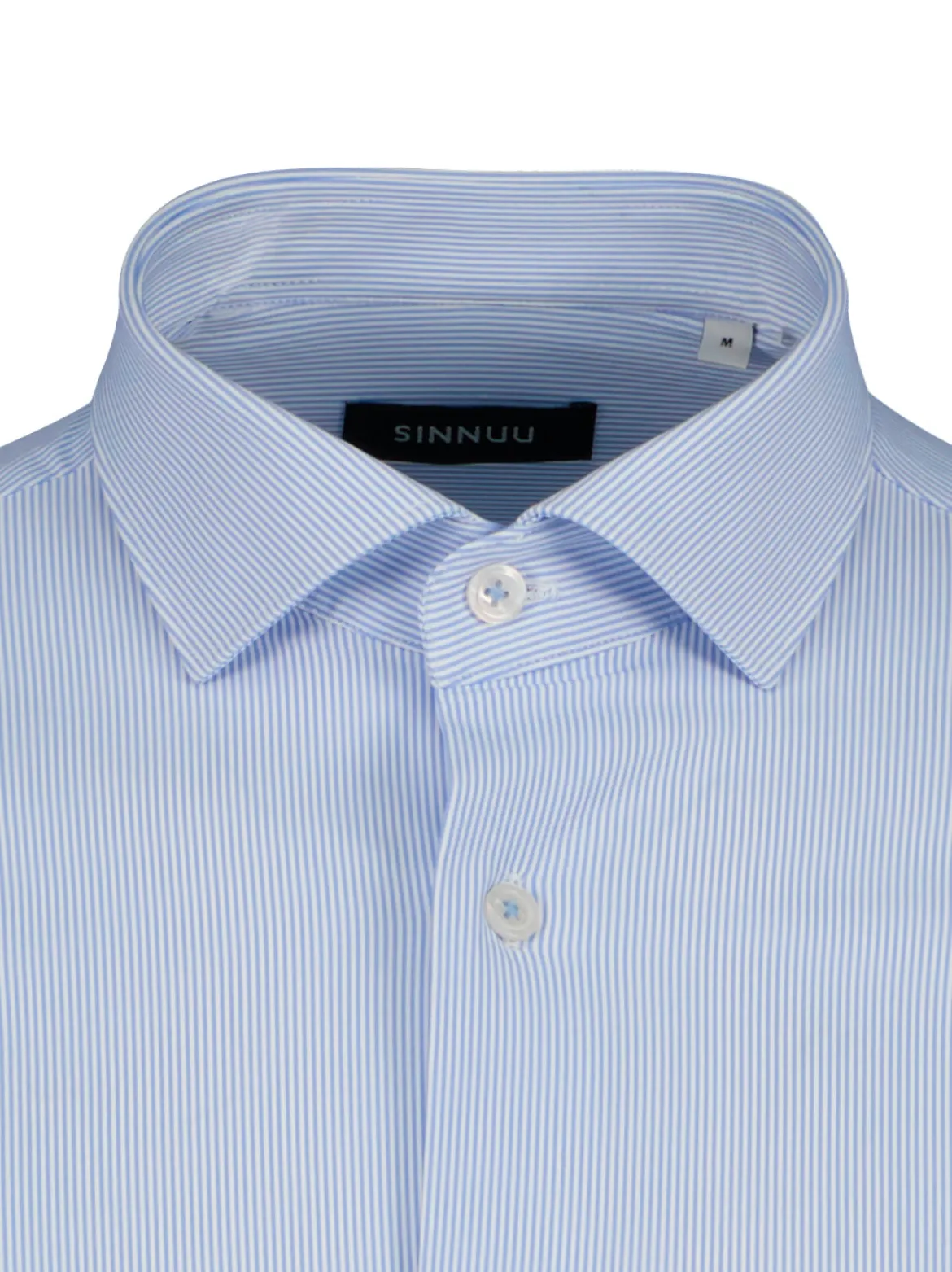 Sinnuu miesten kauluspaita Woven Technical Performance Shirt Stripe, raita vaaleansininen