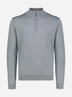 Sinnuu miesten neulepusero Half Zip Merino Wool, harmaa
