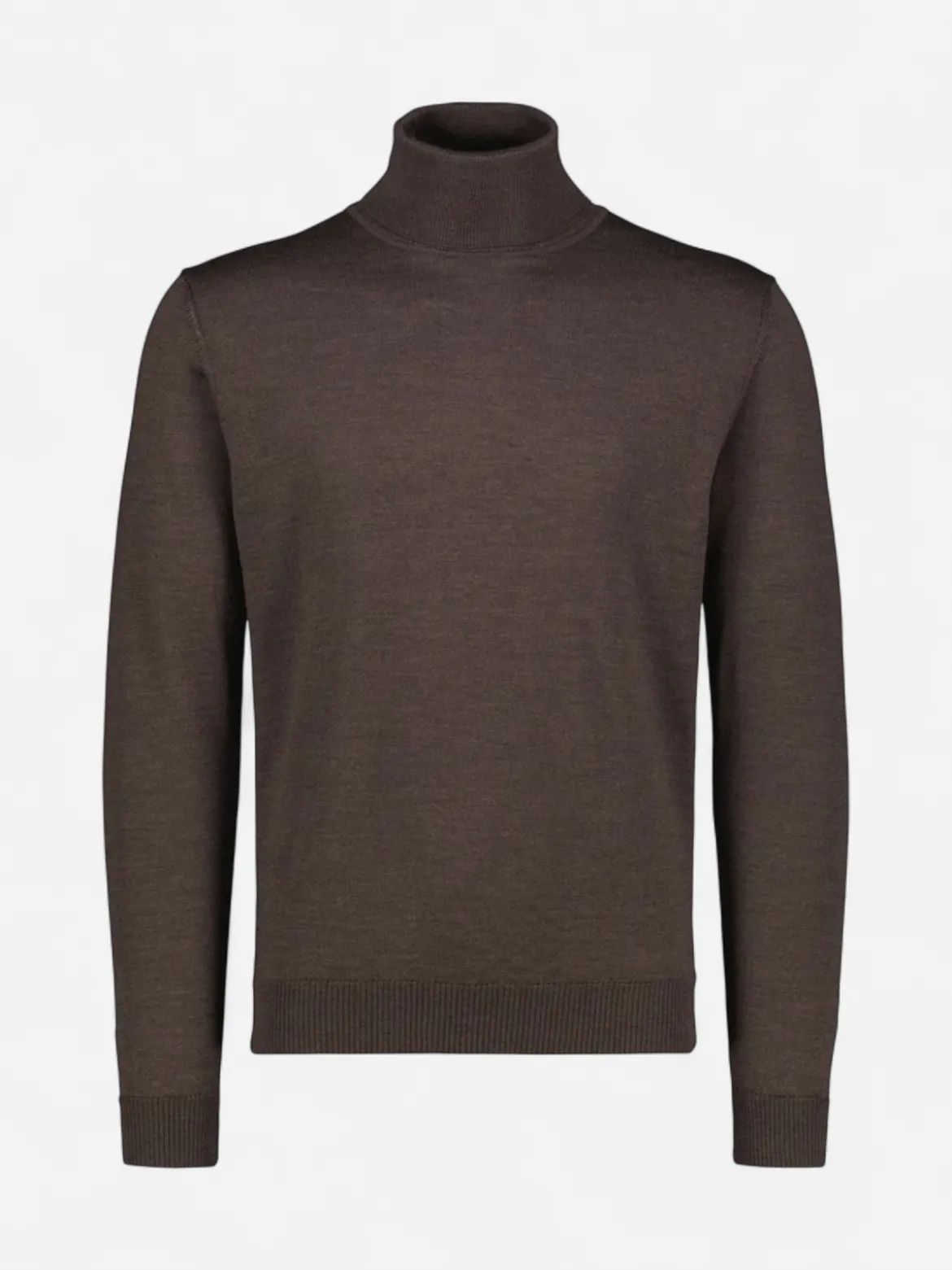 Sinnuu miesten neulepusero Merino Wool Roll Neck, tummanruskea