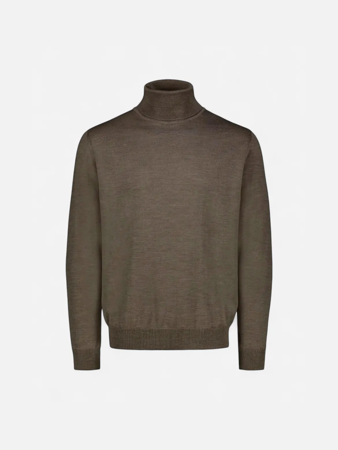 Sinnuu miesten pooloneule Rollneck Merino Wool Made in Italy, harmaanruskea
