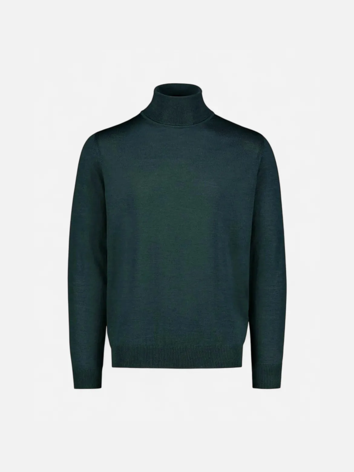 Sinnuu miesten pooloneule Rollneck Merino Wool Made in Italy, tummanvihreä