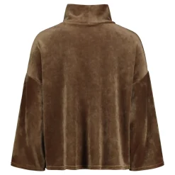 Sinnuu naisten paita Caya Velvet Sweater, tummanruskea