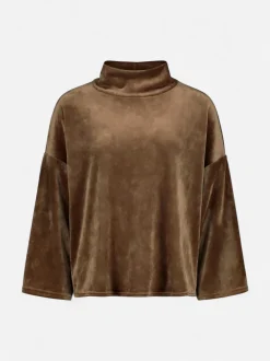 Sinnuu naisten paita Caya Velvet Sweater, tummanruskea