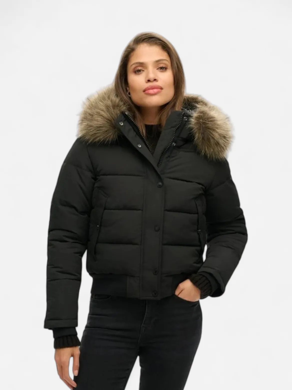 Superdry naisten takki Everest Hooded Bomber Jkt, musta