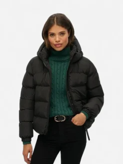 Superdry naisten takki Hooded Sports Puffer Jacket, musta
