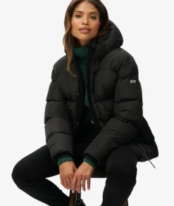 Superdry naisten takki Hooded 5 Baffle Sports Puffer, musta