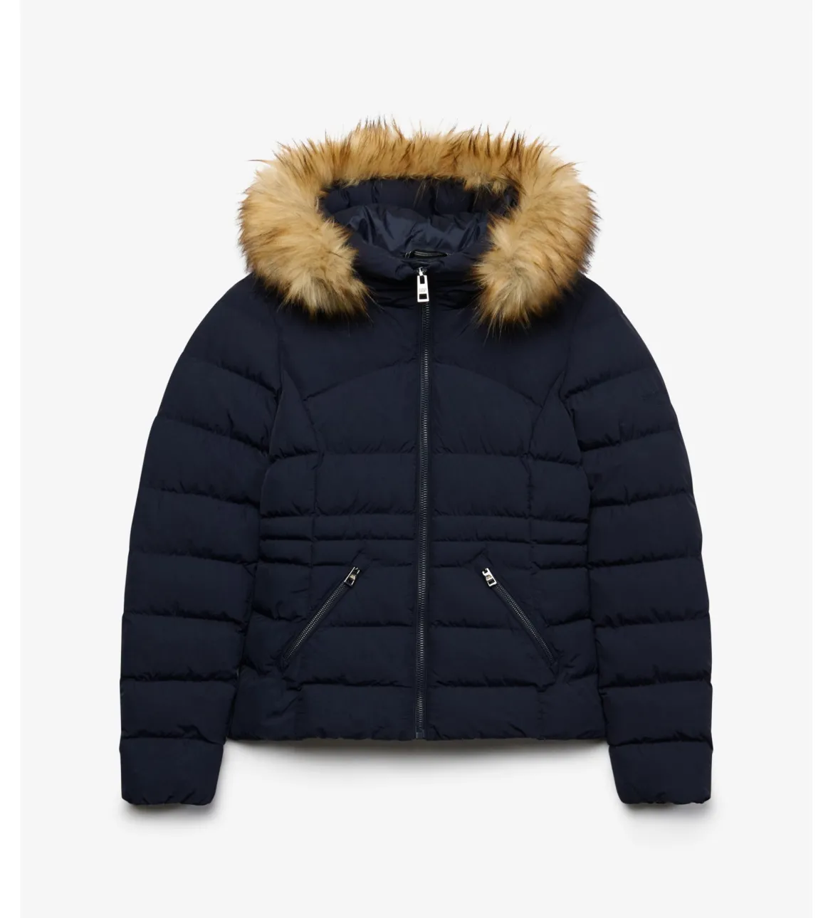 Superdry naisten toppatakki Fuji Faux Fur Hood Padded Jacket, tummansininen