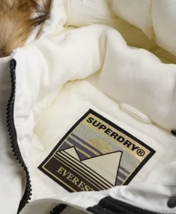 Superdry naisten toppatakki Everest Hooded Bomber, valkoinen