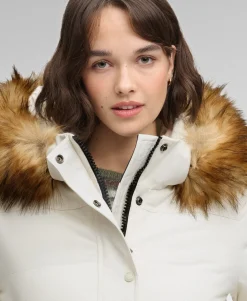 Superdry naisten toppatakki Everest Hooded Bomber, valkoinen