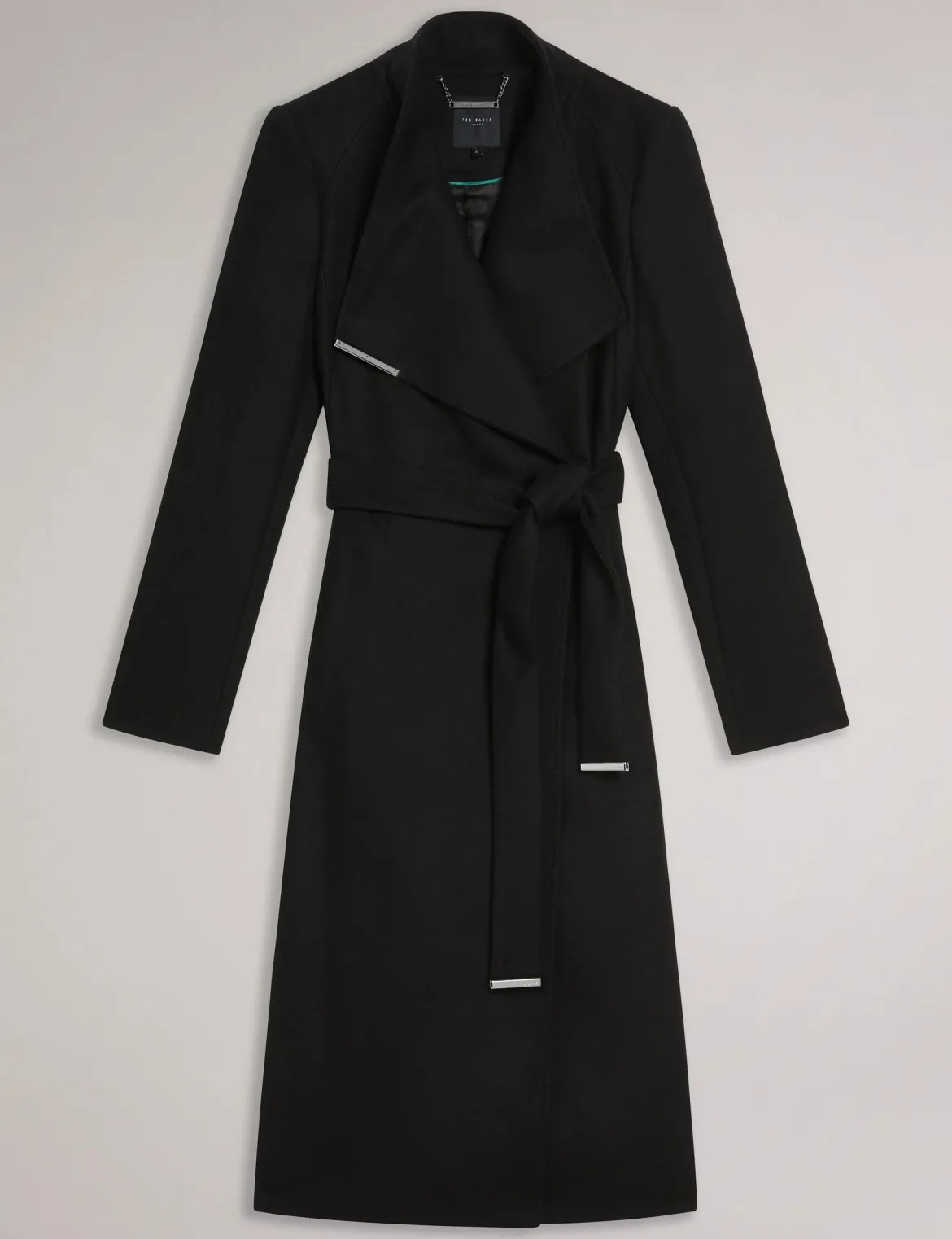 Ted Baker naisten villakangastakki, ROSE MID LENGHT BELTED WOOL COAT Musta