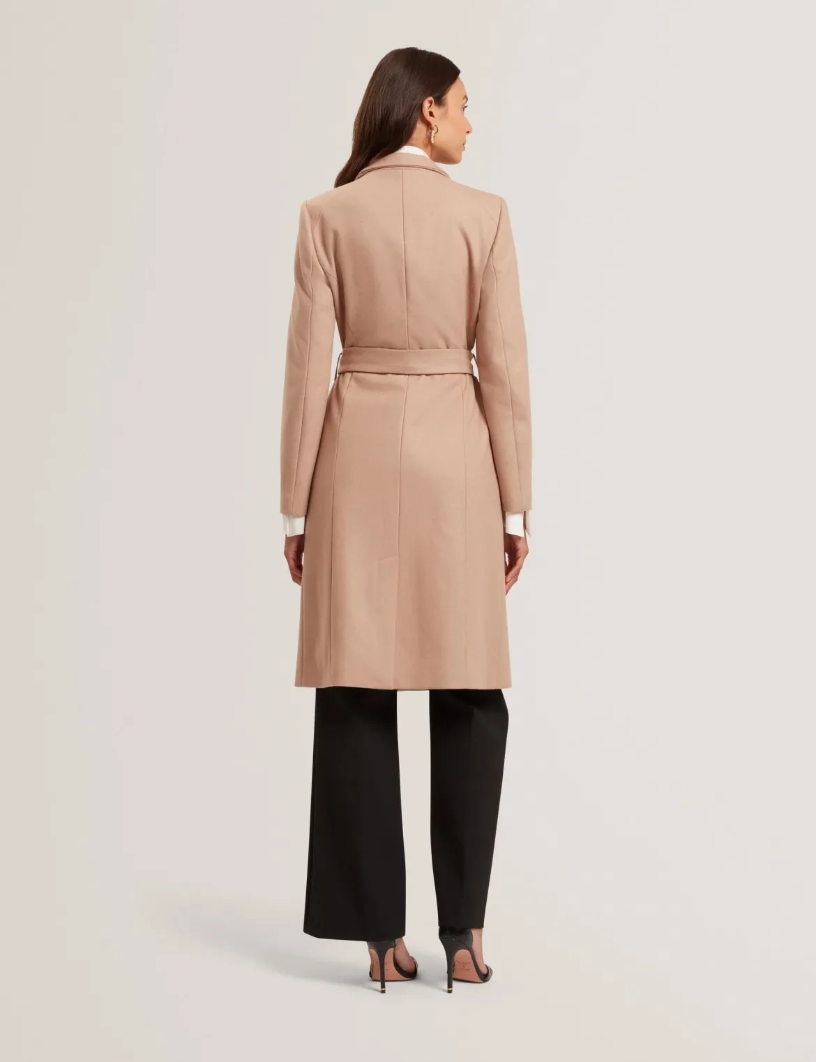 Ted Baker naisten villakangastakki, ROSE MID LENGHT BELTED WOOL COAT Kameli