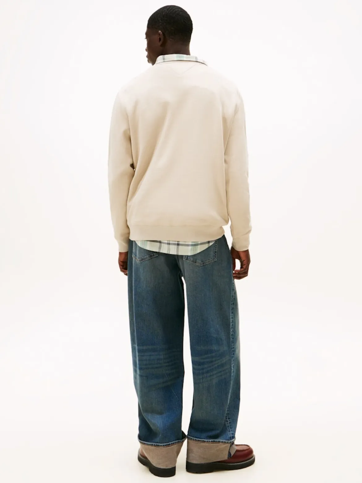 Tommy Jeans miesten collegepaita Reg S Flag Crew, vaalea beige