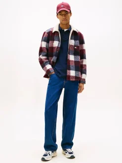 Tommy Jeans miesten flanellipaita, TJM CHECK TEDDY CLLR OVERSHIRT Sininen Ruutu