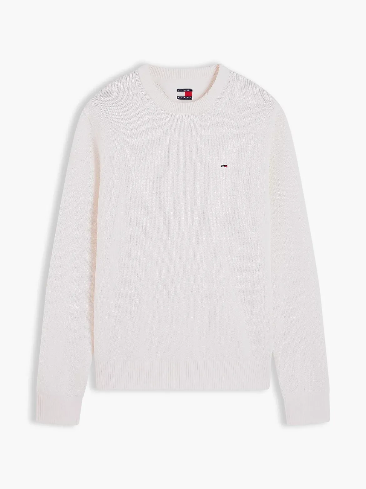 Tommy Jeans miesten neulepusero Slim Essential Sweater, luonnonvalkoinen