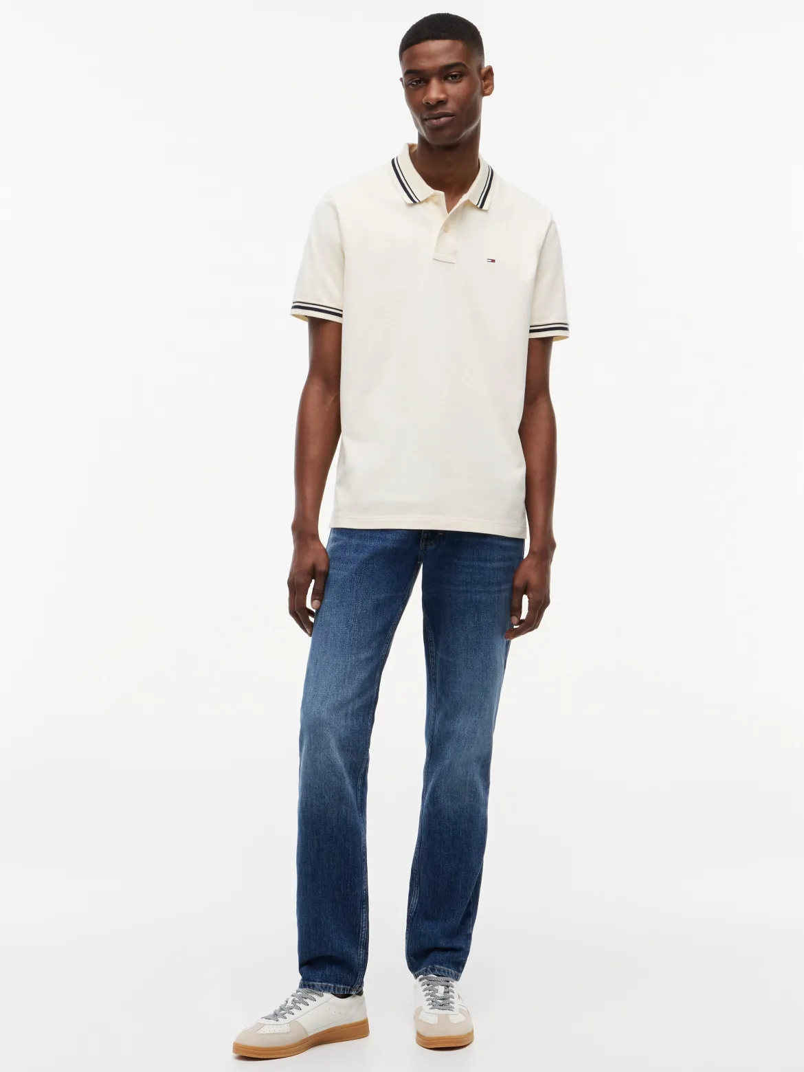 Tommy Jeans miesten Pikeepaita Regular Tipped Polo, kerma