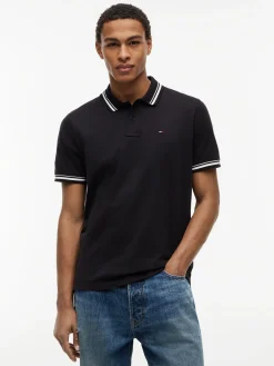 Tommy Jeans miesten pikeepaita Regular Fit Tipped Polo, musta