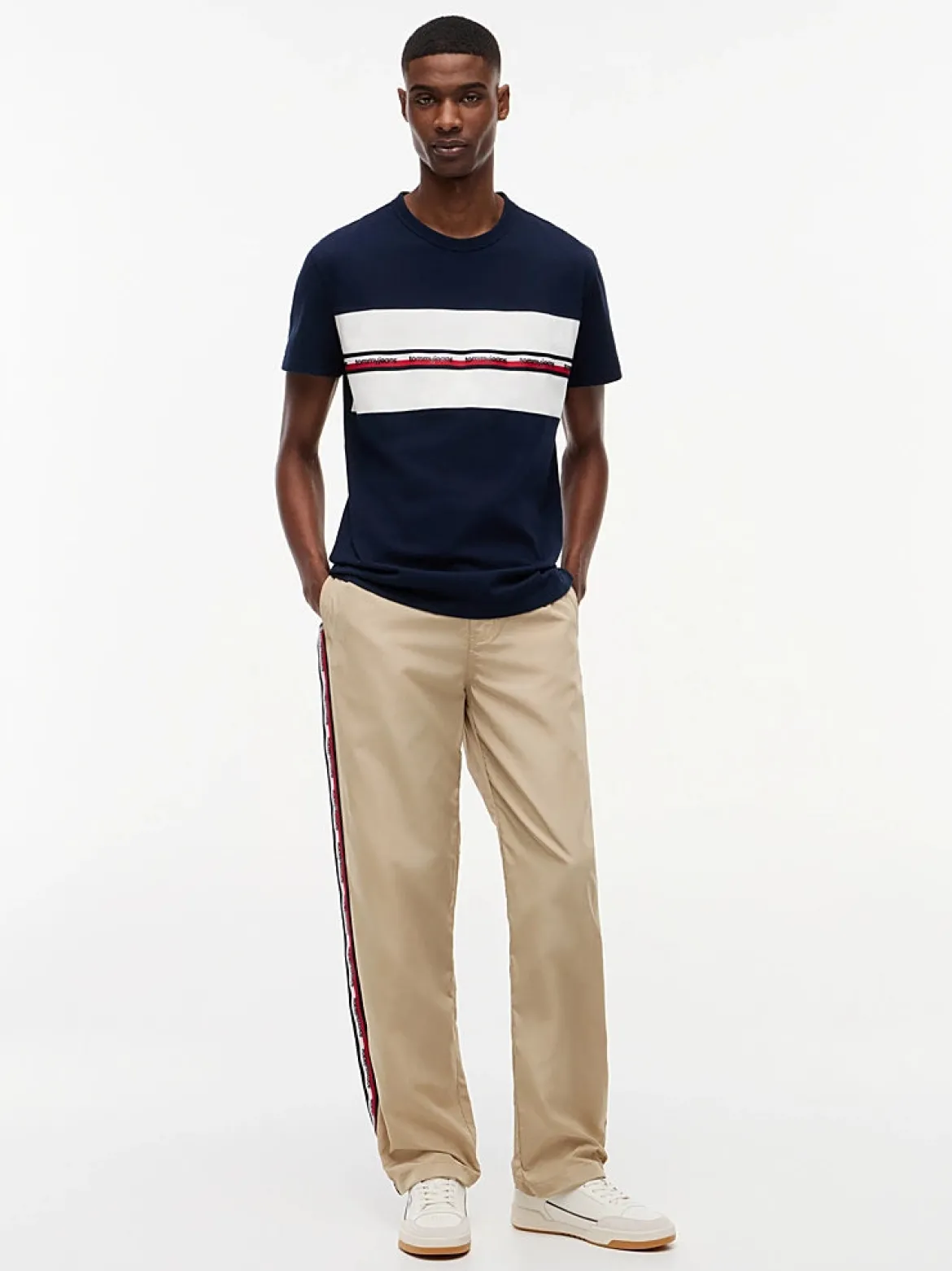 Tommy Jeans miesten t-paita Signature Logo Tape, tummansininen