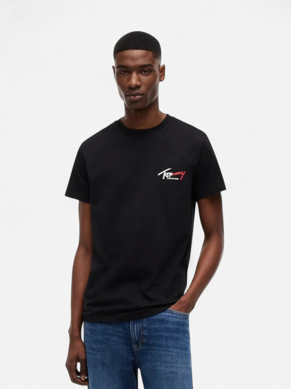 Tommy Jeans miesten T-paita Signature Logo, musta