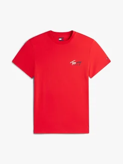 Tommy Jeans miesten t-paita Slim Sign Chest, punainen