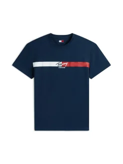 Tommy Jeans miesten t-paita TJM REG SIGNATURE STRIPE T EXT, tummansininen