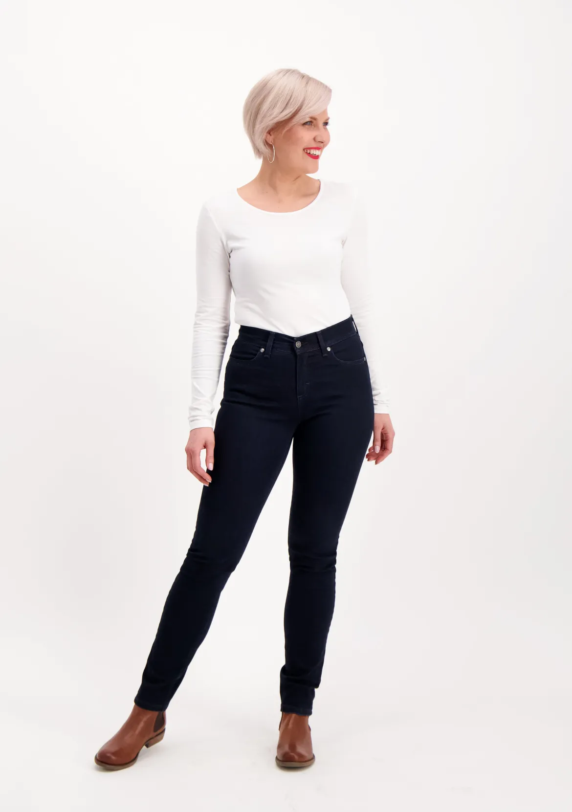 Very Nice Naisten Farkut, Suzie 8411 Slim Fit Tummansininen