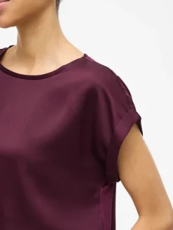 Vila lyhythihainen toppi, VIELLETTE S/S SATIN TOP Fig