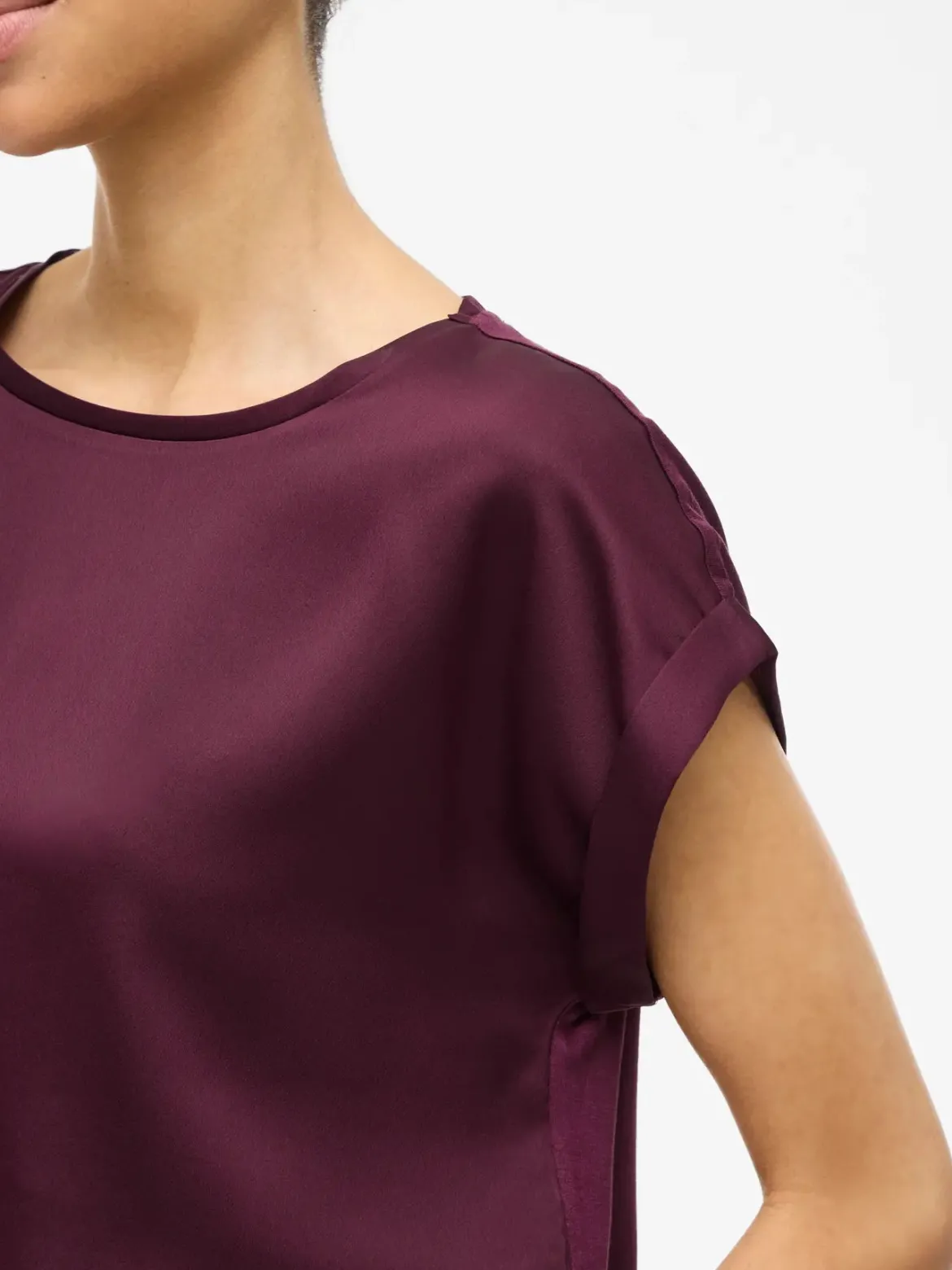 Vila lyhythihainen toppi, VIELLETTE S/S SATIN TOP Fig