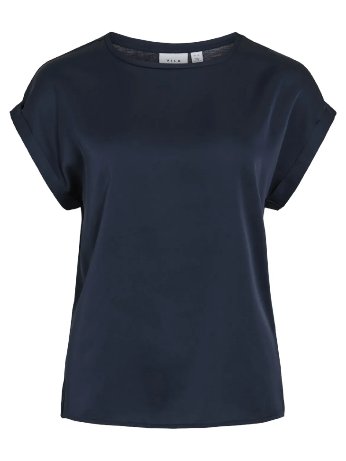 Vila lyhythihainen toppi, VIELLETTE S/S SATIN TOP Navy Blazer