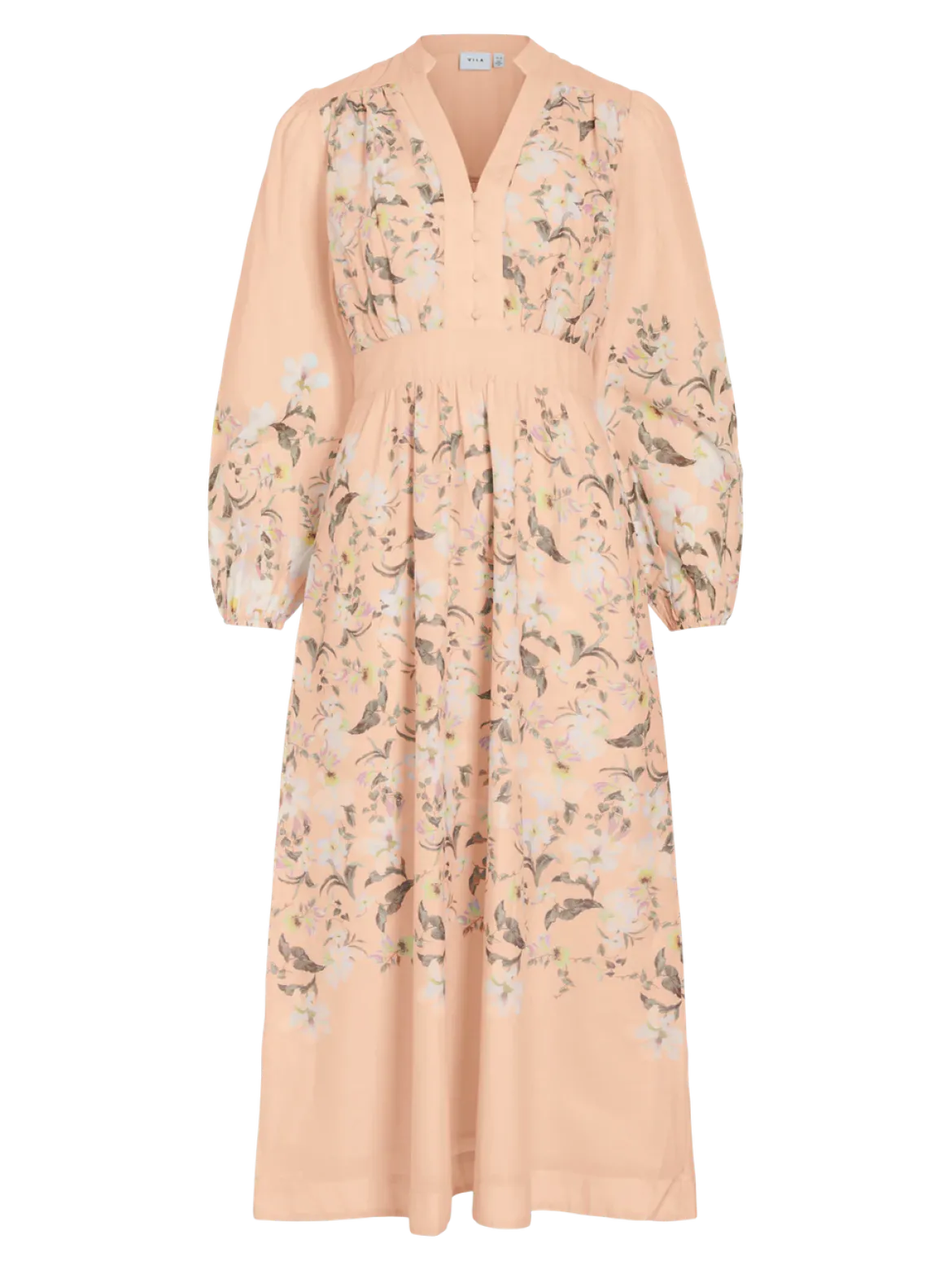 Vila midimekko Vizanila Gil L/S Midi Dress, Peach Parfait Gil