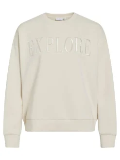 Vila naisten collegepaita VIREFLECT New EMB L/S Sweat Top Explore, Birch