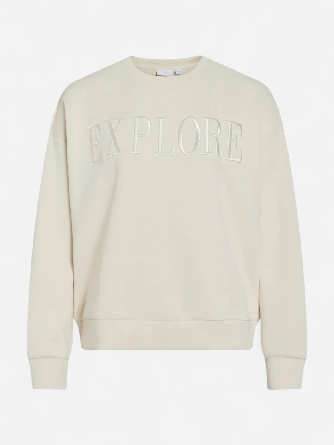 Vila naisten collegepaita VIREFLECT New EMB L/S Sweat Top Explore, Birch