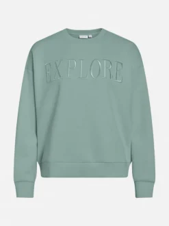 Vila naisten collegepaita VIREFLECT New EMB L/S Sweat Top Explore, Blue surf