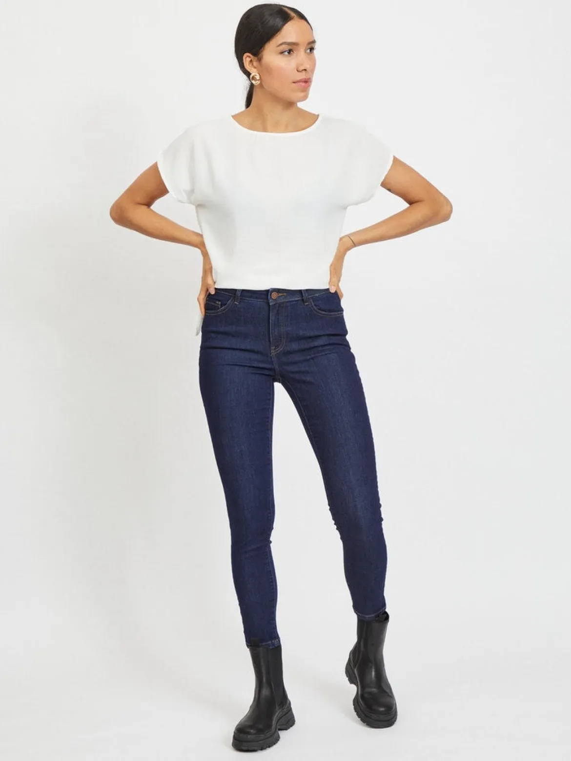 Vila Naisten Farkut, Skinnie Gy Rw Skinny Jeans Tummansininen