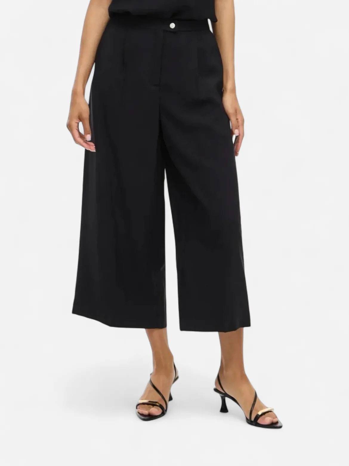 Vila naisten housut, VIMARLEE HW WIDE CULOTTE PANTS Black Beauty