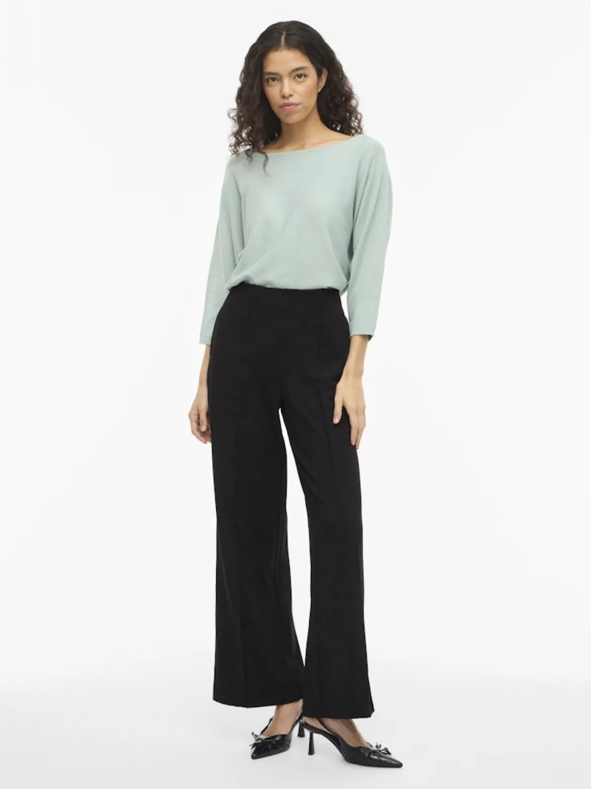 Vila naisten housut VIWINNIE CLUA HW WIDE PANTS, musta
