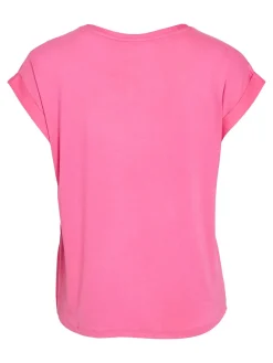 Vila naisten lyhythihainen toppi K-Viellette S/S Satin Top - NOOS, Sangria Sunset