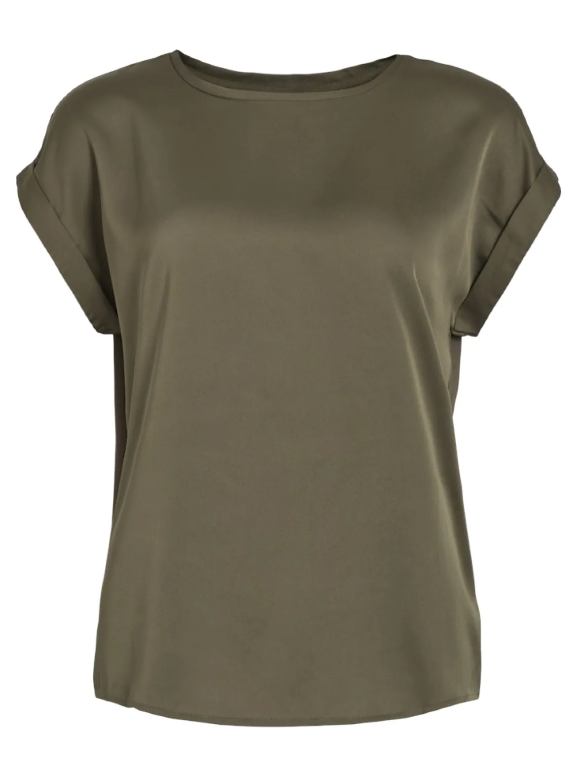 Vila naisten lyhythihainen toppi K-Viellette S/S Satin Top - NOOS, Dusty Olive