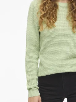 Vila naisten neulepaita VIDalo O-Neck L/S Knit Top-NOOS, Smoke Green