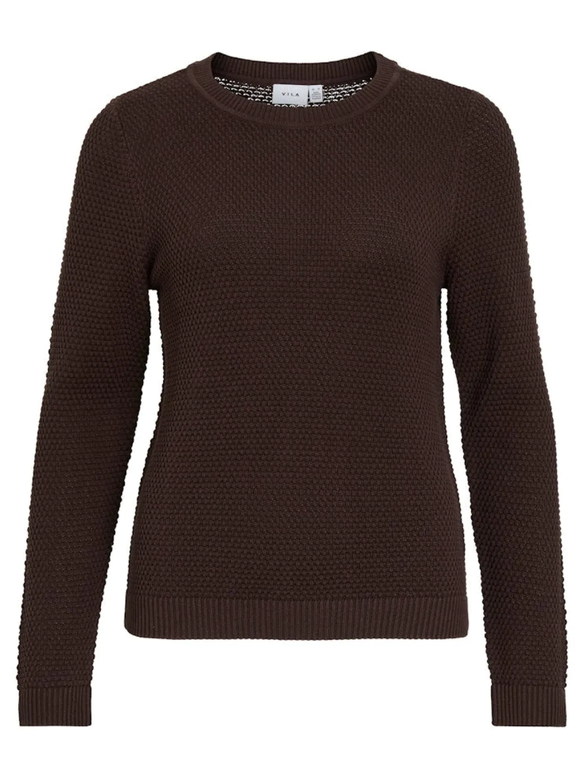 Vila naisten neulepusero Vidalo O-Neck L/S Knit Top, Coffee Bean