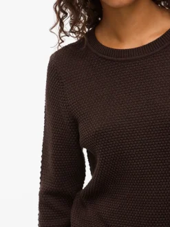 Vila naisten neulepusero Vidalo O-Neck L/S Knit Top, Coffee Bean