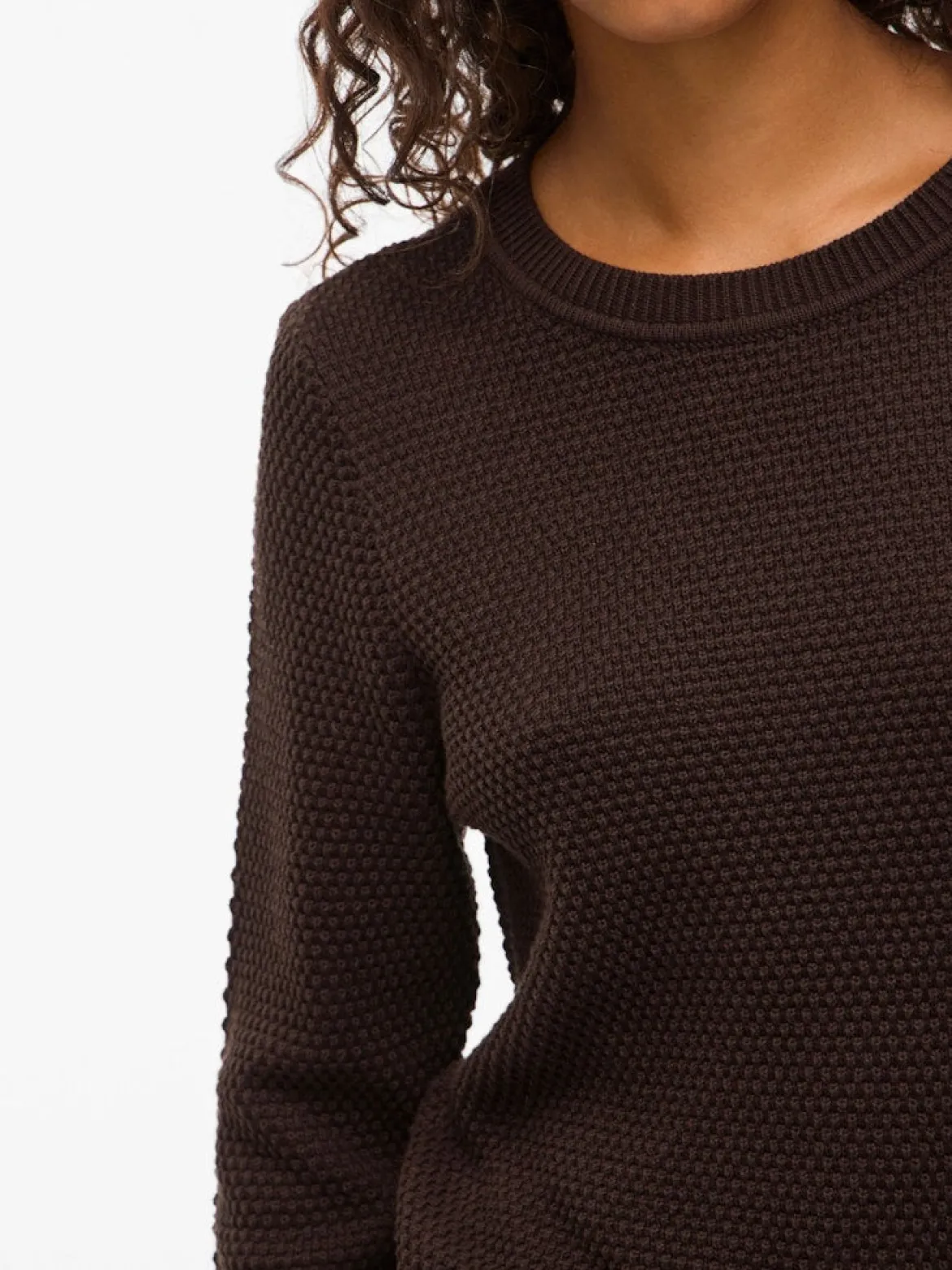 Vila naisten neulepusero Vidalo O-Neck L/S Knit Top, Coffee Bean
